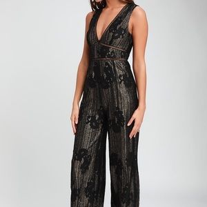 Black and Gold Lace Jumpsuit